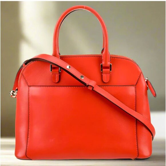 Kate Spade Louise Dome Satchel Medium Leather Crossbody Top Handle Bag Tamarillo - Picture 2 of 10